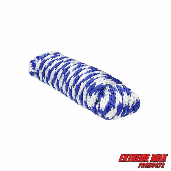 Extreme Max Extreme Max 3008.0205 Solid Braid MFP Utility Rope - 3/8" x 10', Blue/White 3008.0205